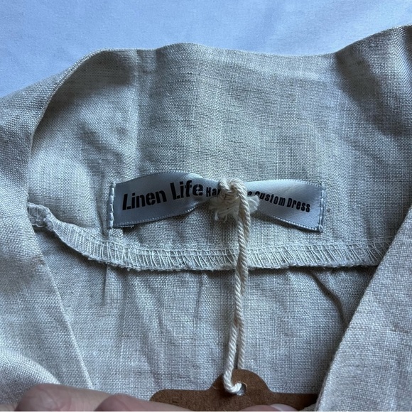 NWT LINEN LIFE Ivory linen v neck short sleeve tunic top - Picture 5 of 8